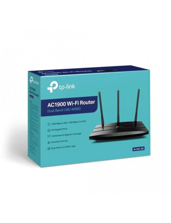 TP-Link Wi-Fi Router Archer A8 AC1900, 1900Mbps, LAN/WAN, 802.11ac, Black EU