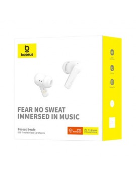 Baseus Earphone Bluetooth Bowie E19 TWS Earphones, BT 5.3, ENC, IPX5, White EU (A00069600223-00)