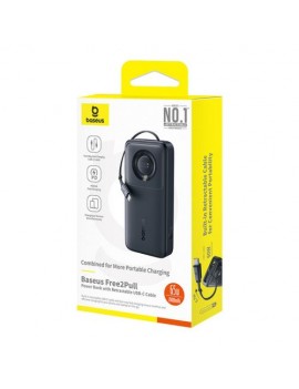 Baseus Power Bank Free2Pull with Digital Display Type-C, PD 65W, 20000 mAh with Bulit-in Retractable Type-C Cable, Black EU (P10073700123-00)