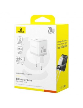 Baseus Travel Charger Palm Series Type-C, PD 3.0, QC 3.0, 20W, White EU (P10111602213-00)