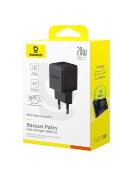 Baseus Travel Charger Palm Series, C+U, PD 3.0, QC 3.0, 20W, Black EU (P10111608113-00)