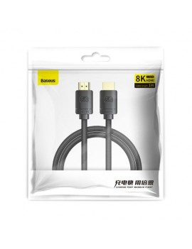 Baseus Video Cable High Definition Series HDMI To HDMI 2.1, 8K 60 Hz, 4K 120 Hz, 2K 144 Hz, eARC, QMS, Dynamic HDR, VRR, ALLM, 1m, Black (CAKGQ-J01)