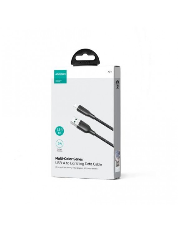 Joyroom USB - Lightning Cable Multi-Color Series A14, 480mb/s, 3A, 1.2m, Black (SA34-AL3)
