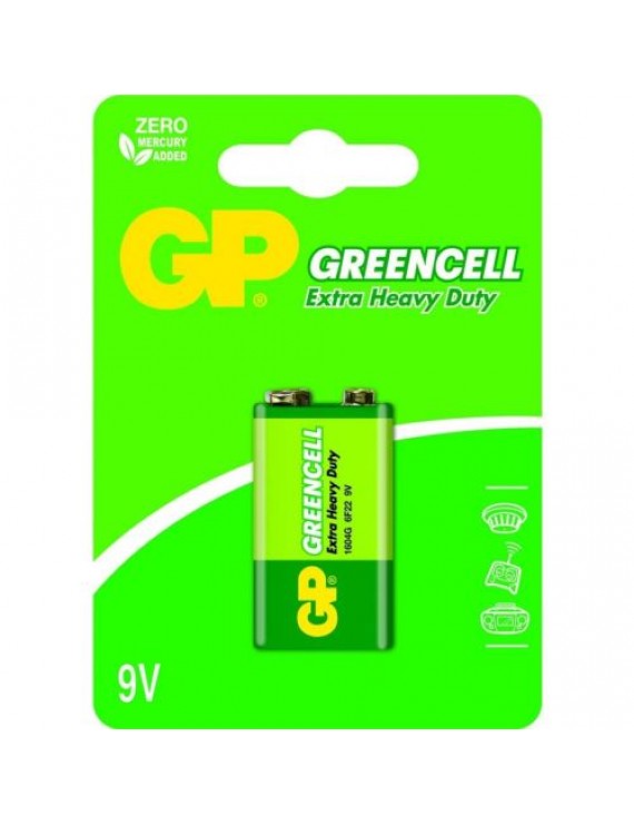 GP Battery (9V) GREENCELL Zink carbon 6F22, 1604GLF-U1 (1 battery / blister) 9V