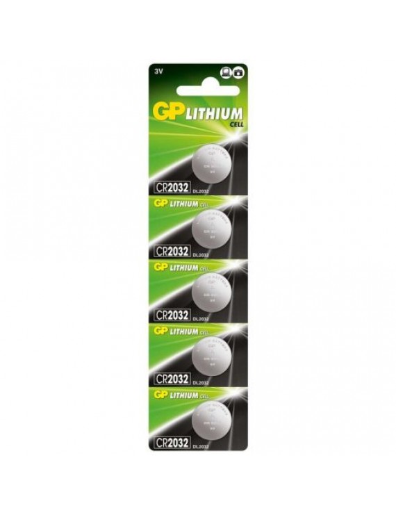 GP Battery (CR2032) Lithium coin, CR2032-7U5, (5 batteries / blister) 3V