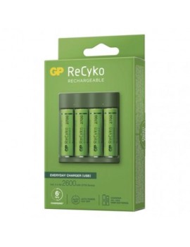 GP Battery Charger B421 with 4x AAA Rechargable batteries, 2100 mAh, 1.2V, Green EU