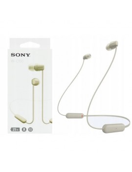 Sony WI-C100 Bluetooth Wireless In-Ear Headphones, BT 5.0, Remote Control, Beige EU