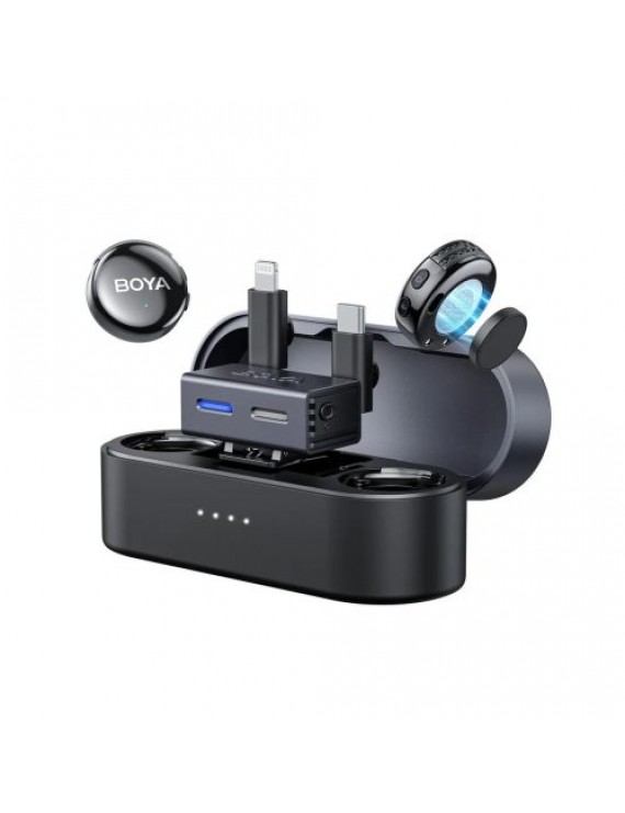 BOYA Microphone Wireless BOYALINK 3-01, 2.4GHz, AI Noise Cancellation, with 2 transmitters and 2 receivers (Type-C, Lightning) Black EU