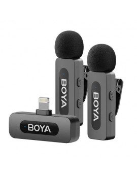 BOYA Microphone Wireless BY-V2 V2.0 2.4GHz with 2 transmitters and 1 receiver (Lightning) Black EU