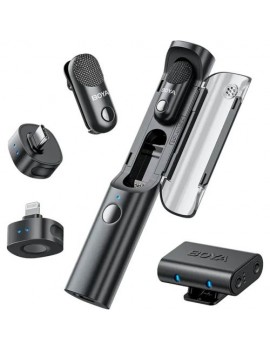 BOYA Microphone Wireless Magic-02 2.4GHz with 2 transmitters and 3 receivers (Type-C, Lightning and 3.5mm Female) Black EU