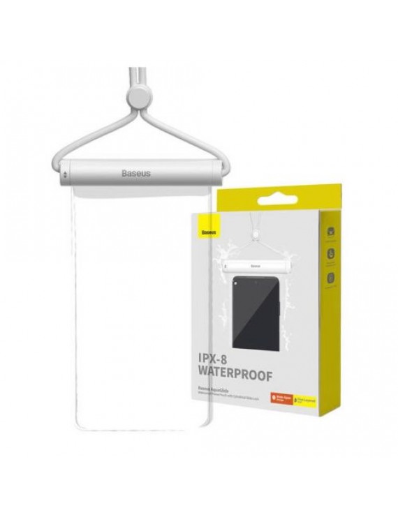 Baseus AquaGlide Universal Waterproof Case IPX8 up to 7.2 inch Phone, White/ Transparent (BS-PC030)