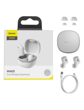 Baseus Earphone Bluetooth Encok WM01 True Wireless BT 5.3 White (NGTW240002)