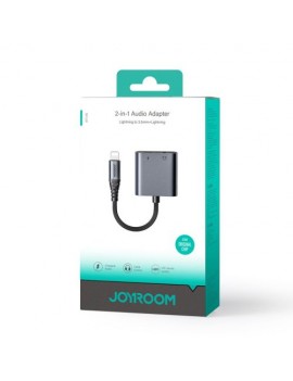 Joyroom Adapter DAC 2-in-1 Lightning to Lightning/ 3.5mm Mini Jack, 2.4A, 0.12m, Black (SY-L01)