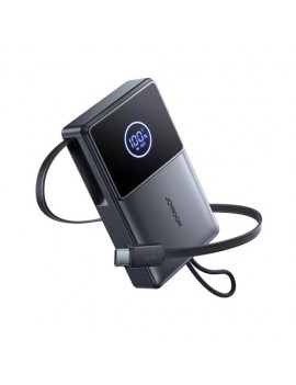 Joyroom Power Bank with Digital Display, C+U+U, PD 22.5W, 10000 mAh with Built-in Retractable Typle-C cable (0.7m) Black (JR-PR1)