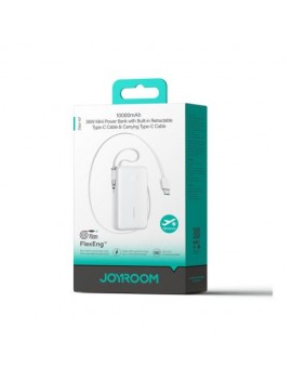 Joyroom Power Bank with Digital Display, C+U+U, PD 35W, 10000 mAh with Built-in Retractable Typle-C and Lightning cable (0.7m) White (JR-PR2)