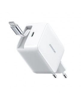 Joyroom Travel Charger GaN Fast Charger Type-C, 67W, PD 3.0, QC 5.0, PPS, UFCS, with Bulit-in Retractable Type-C cable (0.7m) White (JR-TCL06)