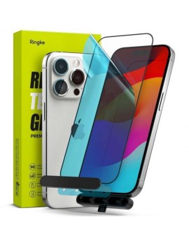 Ringke iPhone 15 Pro Screen Protector Premium Tempered Glass 9H with installation jig Transparent