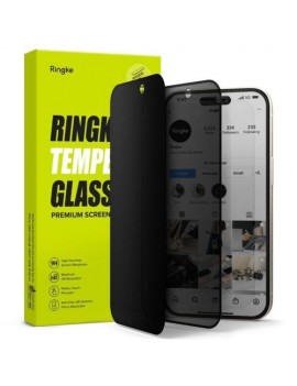 Ringke iPhone 15/ 16 Screen Protector Easy Slide Privacy Tempered Glass 9H with installation jig (2pcs) Transparent