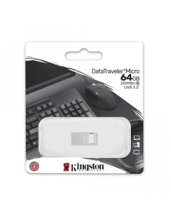 Kingston Pendrive 64GB DataTraveler Micro USB 3.2 Silver EU (DTMC3G2/64GB)