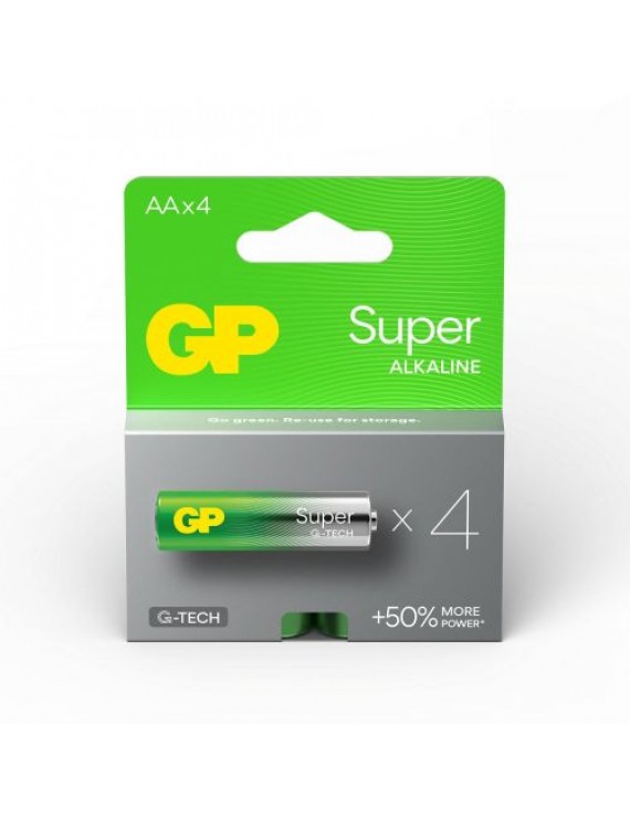 GP Battery (AA) Alkaline SUPER LR6/AA, (4 batteries / blister) 1.5V