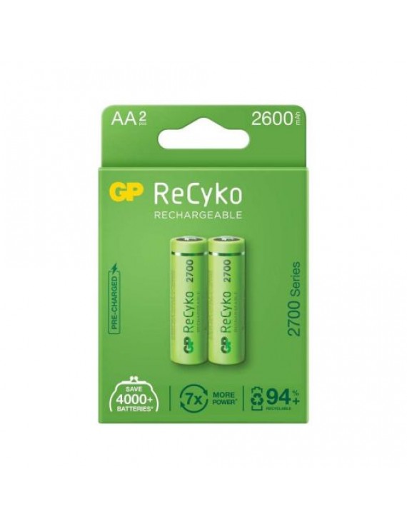 GP Battery (AA) Rechargeable NIMH R6/AA, 270AAHCE-EB2, (2 batteries / blister), 2700mAh