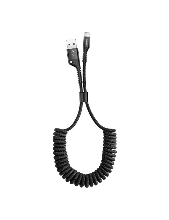 Baseus Καλώδιο Lightning Fish Eye Spring MFI 2A 1m (Μαύρο)
