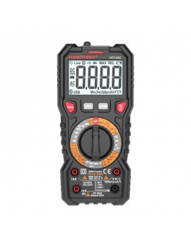 Habotest Ψηφιακό Πολύμετρο με Φακό HT118C, True RMS, NCV, Δοκιμή Μπαταριών (Μαύρο)