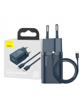 Baseus Γρήγορος Φορτιστής Super Si 1C 20W με Καλώδιο USB-C σε Lightning 1m (Μπλε)