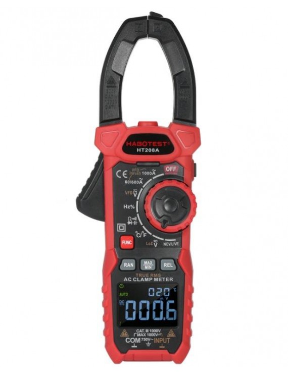 Habotest Ψηφιακή Αμπεροτσιμπίδα HT208A True RMS (Κόκκινο/Μαύρο)