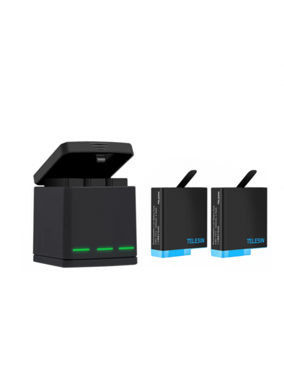 3-slot charger box Telesin for GoPro Hero 5/6/7/8 + 2 batteries (GP-BNC-801)