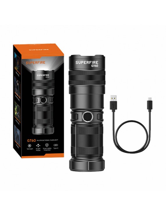 Φακός Superfire GT60 – 2600 lm, 2 λειτουργίες, USB-C