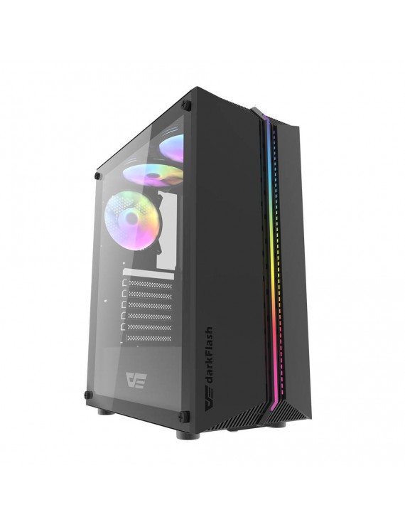 Darkflash DK151 LED θήκη υπολογιστή (μαύρη) + 3 ανεμιστήρες RGB