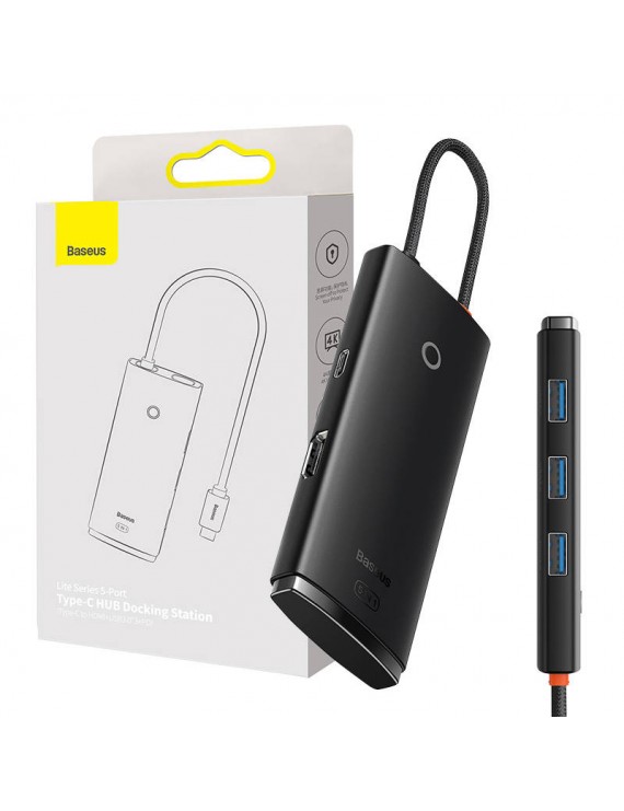 Baseus Docking Station 5σε1 USB-C σε 3xUSB 3.0 + USB-C + HDMI Lite Series (Μαύρο)