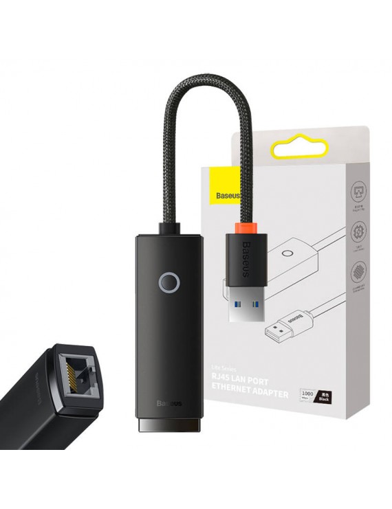Baseus Αντάπτορας Δικτύου Lite Series USB σε RJ45 (Μαύρο)
