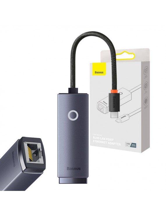 Baseus Αντάπτορας Δικτύου Lite Series USB-C σε RJ45 (Γκρι)