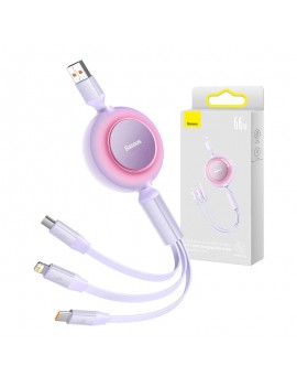 Baseus Καλώδιο USB 3σε1 για MicroUSB/USB-C/Lightning Bright Mirror 3, 66W/2A 1.1m (Λιλά)