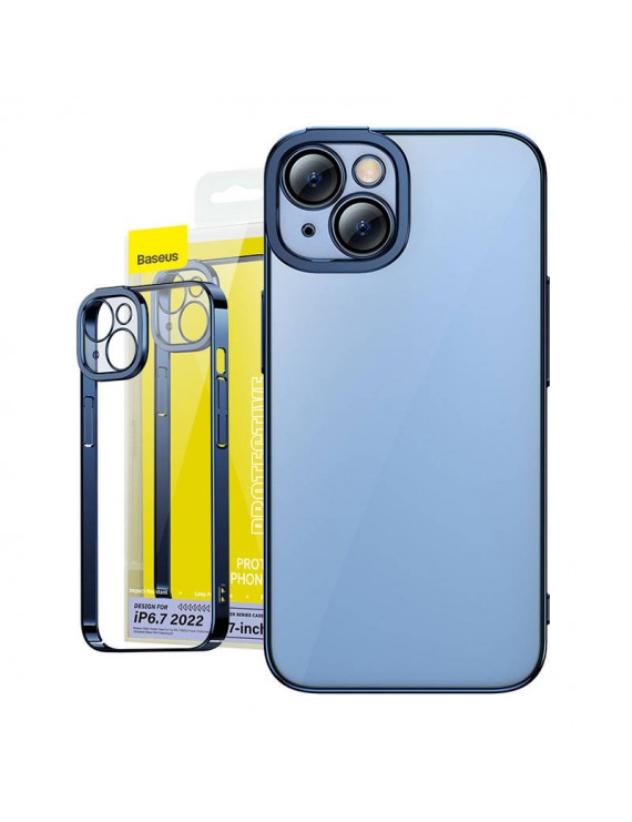 Baseus Θήκη Glitter και Προστατευτικό Οθόνης Tempered Glass για iPhone 14 Plus (Μπλε-Διαφανές)