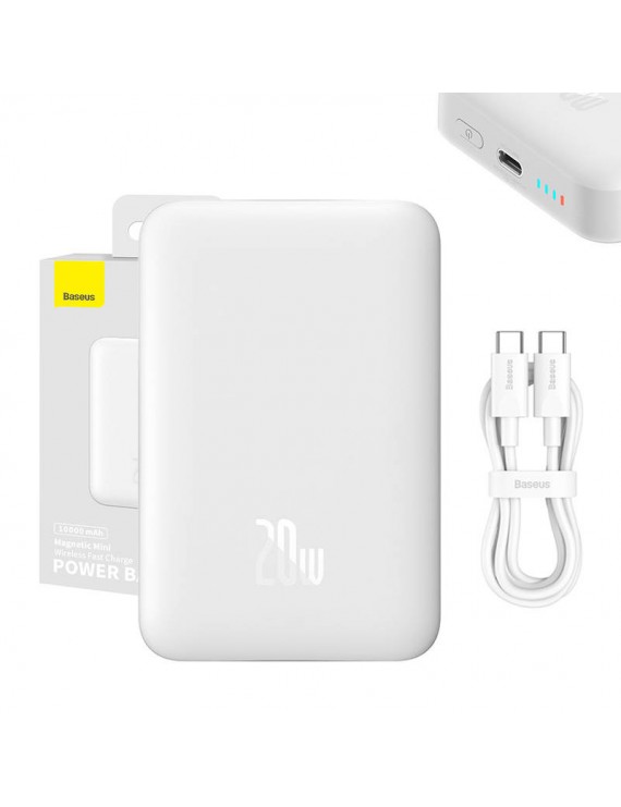 Baseus Powerbank Magnetic Mini MagSafe 10000mAh, USB-C 20W (Λευκό)