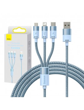 Baseus Καλώδιο USB 3σε1 StarSpeed Series, USB-C + MicroUSB + Lightning 3.5A, 1.2m (Γαλάζιο)