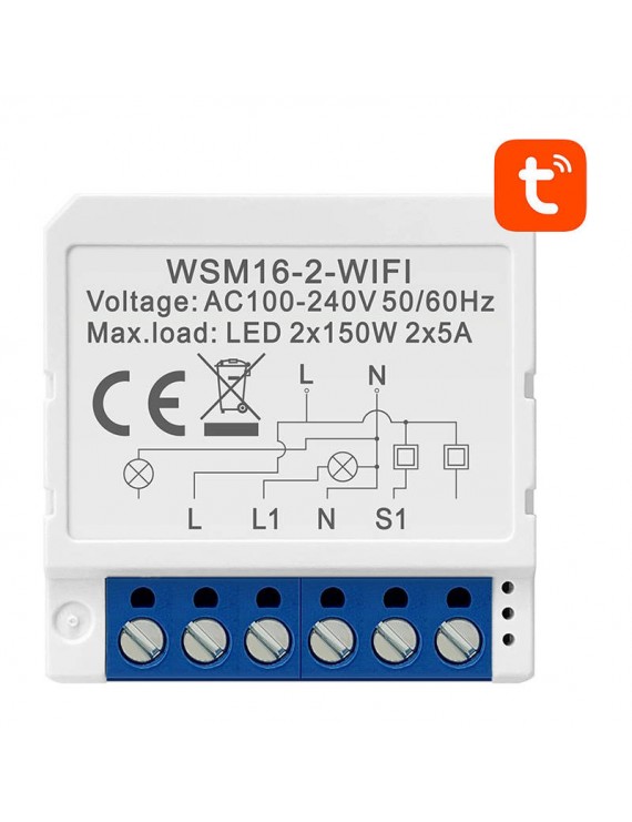 Avatto Έξυπνος Ενδιάμεσος Διακόπτης WiFi WSM16-W2 TUYA (Λευκό)