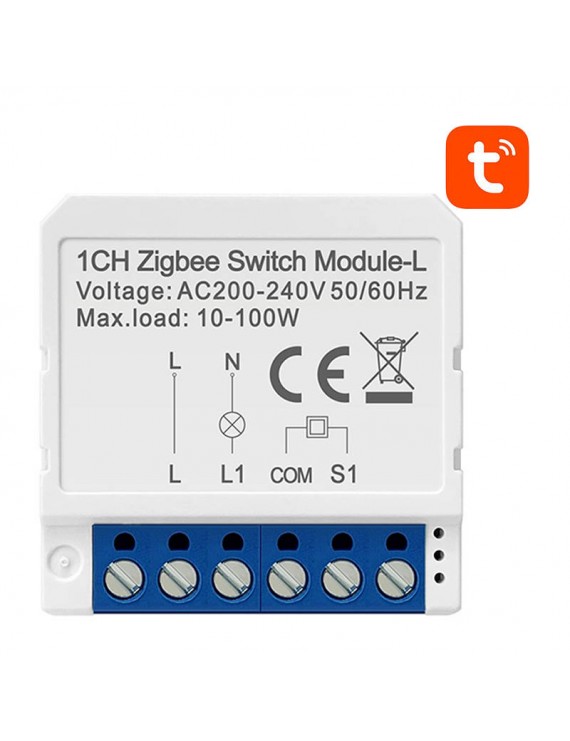 Avatto Έξυπνος Ενδιάμεσος Διακόπτης ZigBee LZWSM16-W1 χωρίς ουδέτερο TUYA (Λευκό)