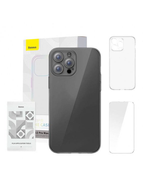 Baseus Θήκη Crystal Clear για 12 iPhone Pro Max + Προστατευτικό Οθόνης Tempered Glass (Διαφανές)