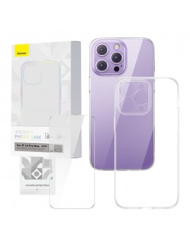Baseus Θήκη και Προστατευτικό Οθόνης Tempered Glass Corning για iPhone 14 Pro Max (Διαφανές)