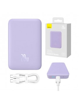 Baseus Powerbank Magnetic Mini MagSafe 10000mAh, USB-C 20W (Λιλά)