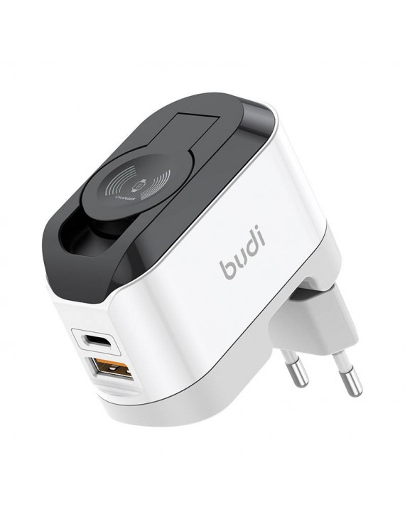 Wireless charger Budi 330WE, USB-C, 20W (black and white)