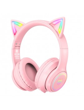 ONIKUMA Ασύρματα Ακουστικά Gaming B90 με Αυτιά Γάτας (Ροζ)