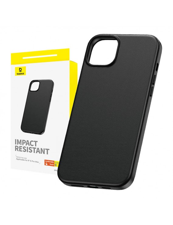 Baseus Θήκη Τηλεφώνου Fauxther Series για iPhone 15 ProMax (Μαύρο)