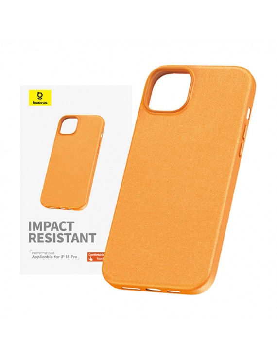 Baseus Θήκη Τηλεφώνου Fauxther Series για iPhone 15 ProMax (Πορτοκαλί)