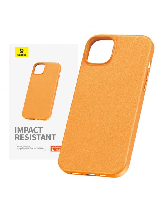 Baseus Θήκη Τηλεφώνου Fauxther Series για iPhone 15 Plus (Πορτοκαλί)