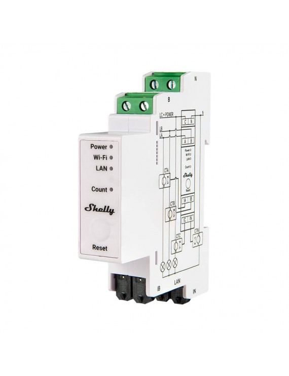 Shelly PRO 3EM 120A 3-Phase Energy Meter, WiFi/Bluetooth